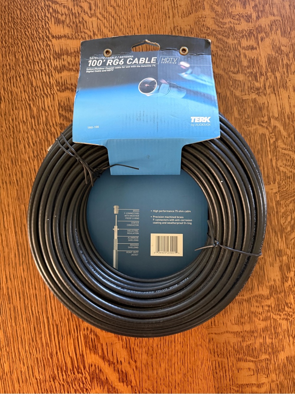 100' RG6 Coaxial Cable — Black